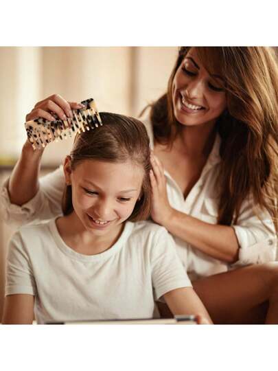 قطعة واحدة مشط شعر من مادة الأسيتات ذو تصميم ماربل مضاد للكهرباء الساكنة