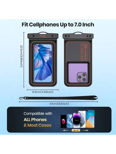 TOPK غلاف هاتف مائي من ماركة TOPK (E09) مقاوم للماء IPX8 متوافق مع أجهزة iPhone16 15 14 13 12 11 برو ماكس Xs Plus للمغامرات الخارجية والقوارب