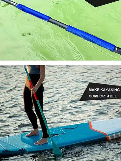 قطعة واحدة من اكسسوارات لوح التجديف والكاياك، غطاء واقي للريشة، أكمام لحماية مقبض الريشة من الانزلاق، أكمام للريشة مضادة للفقد ومقاومة للماء