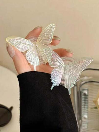 قطعة واحدة حامل هاتف بشكل فراشة متعدد الألوان هولوغرافي، واقف متدحرج للطاولة للأجهزة اللوحية والهواتف الذكية متوافق مع هواتف أيفون وأندرويد، هدية للأعياد والأصدقاء والعائلة، إكسسوارات للهاتف مع قبضة قابلة للسحب والدفع