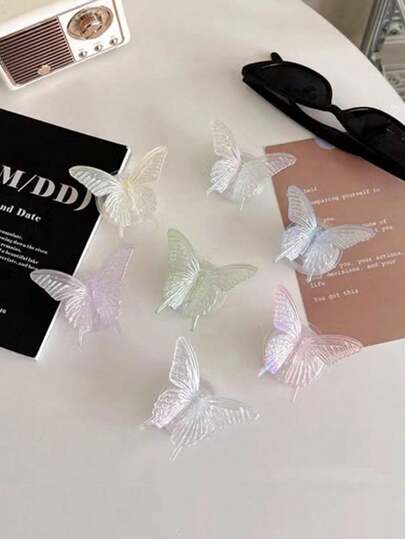 قطعة واحدة حامل هاتف بشكل فراشة متعدد الألوان هولوغرافي، واقف متدحرج للطاولة للأجهزة اللوحية والهواتف الذكية متوافق مع هواتف أيفون وأندرويد، هدية للأعياد والأصدقاء والعائلة، إكسسوارات للهاتف مع قبضة قابلة للسحب والدفع