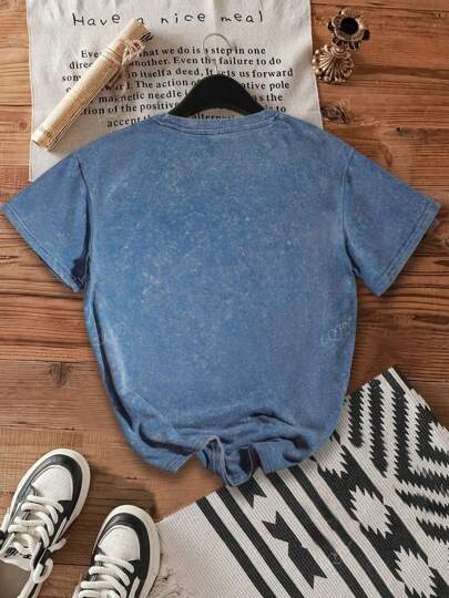 ملابس علوية قطني مطبوع بنمط "ستيتش حرف الطفل دزني إنترستيلر"، تي شيرت حريمي صيفي للمرح بأكمام قصيرة، تي شيرت طباعي عادي أناقة النمط أشكال ثلج غسل