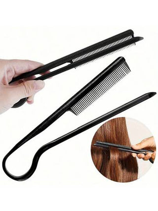 فرشاة شعر احترافية لصالون الحلاقة، مشط تصفيف شعر ذو تصميم عتيق، مشط استقامة V الشكل - مشط تصفيف شعر لصالون التجميل، مشبك سلس للتصفيف النسائي، لا يحتاج إلى بطارية