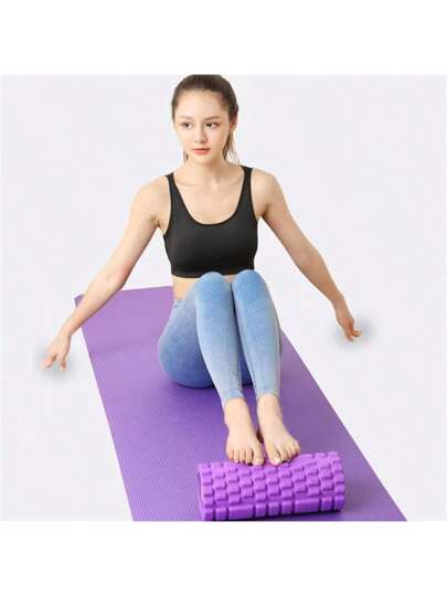 قطعة واحدة ، أسطوانة رغوية للياقة البدنية ذات عجلة لليوغا والتدليك، معدات اللياقة البدنية والتمساج، أسطوانة رغوية من مادة الفوم الأسود المجوف والأسنان الذئب للياقة البدنية واليوغا لتنحيف الساقين وتخفيف التشنجات، بطول 33 سم