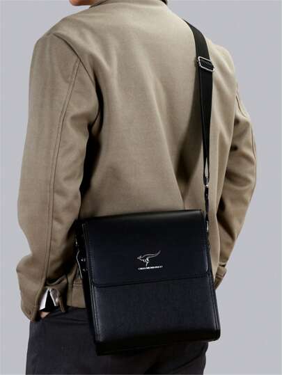 حقيبة جلد PU كتف متقاطعة موضة ، سعة كبيرة ، حقيبة كتف للعمل والسفر والأوقات الحرة ، مناسبة للذكور ، حقيبة كتف عمودية مربعة ، حقيبة سفر عمل ذات سعة كبيرة ، حقيبة جلد لرجال تعليق