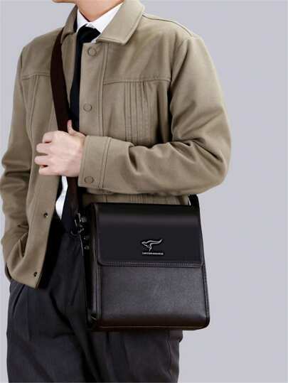 حقيبة جلد PU كتف متقاطعة موضة ، سعة كبيرة ، حقيبة كتف للعمل والسفر والأوقات الحرة ، مناسبة للذكور ، حقيبة كتف عمودية مربعة ، حقيبة سفر عمل ذات سعة كبيرة ، حقيبة جلد لرجال تعليق