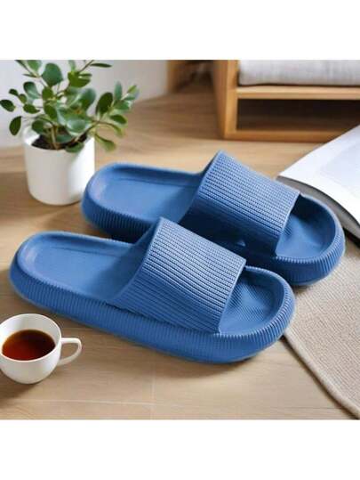 صندل داخلي يناسب الجنسين، لون واحد مفتوح للأصابع، مانع للانزلاق ومانع للرائحة من مادة الإيفا، صندل منزلي ناعم للحمام