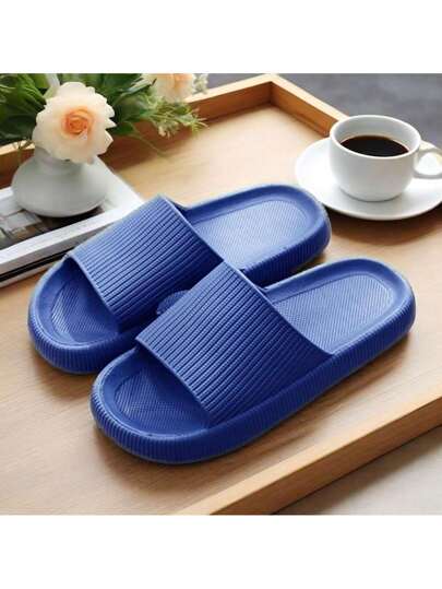 صندل داخلي يناسب الجنسين، لون واحد مفتوح للأصابع، مانع للانزلاق ومانع للرائحة من مادة الإيفا، صندل منزلي ناعم للحمام