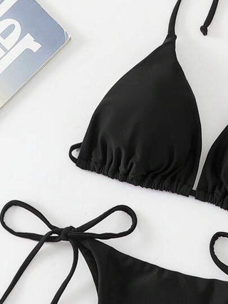 Swim طقم بكيني من قطعتين للنساء بتصميم بسيط بحمالات سكسي، بلون واحد