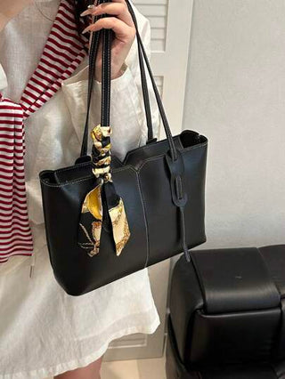 حقيبة يد أنيقة ذات لون أحادي وكتف واحد مع وشاح، مناسبة للتسوق، المحافظ، السيدات الشابات، طالبات الجامعة، الموظفين الجدد. مناسبة جدًا للمكاتب والجامعات والعمل والأعمال التجارية والتنقل واللياقة البدنية والسفر والخروجات