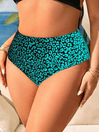 Swim SXY سروال بيكيني فاخر من حجم كبير بطبعة نمر، خصر عالي مطوي، مناسب لارتداء على الشاطئ والمنتجعات