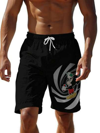 Disney 1 قطعة شورت رجالي رسوم كرتونية عصري، مطبوع ثلاثي الأبعاد، قماش خفيف ومنفذ للهواء، نمط منزلي مريح، مناسب للشارع والركض والتنزه والتخييم والسفر وحفلات العيد والهدايا، طراز هاواييّ