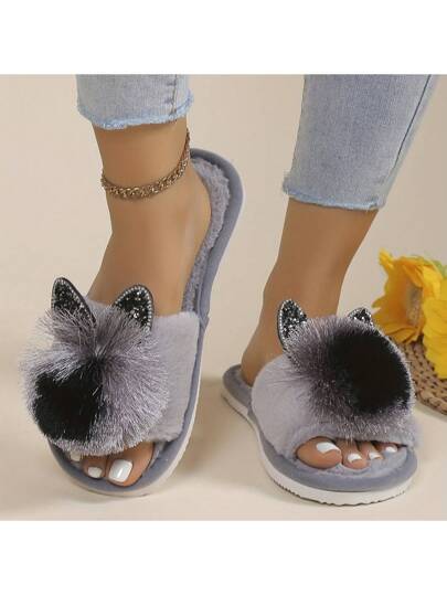 أحذية سليبرات فرو الأرنب الجميلة ، قاعدة ناعمة داخلية مقاومة للانزلاق ، مريحة للارتداء للنساء والأزواج ، للصيف