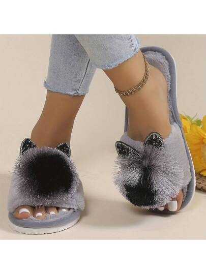 أحذية سليبرات فرو الأرنب الجميلة ، قاعدة ناعمة داخلية مقاومة للانزلاق ، مريحة للارتداء للنساء والأزواج ، للصيف