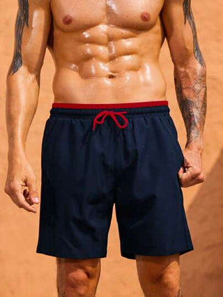 Surfspeed شورت كاجوال رجالي بخصر مرن مزدوج الطبقة بألوان متباينة مناسب للشاطئ