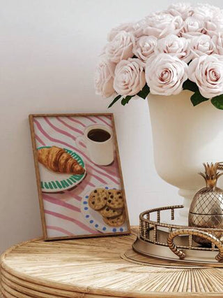 6 قطع لوحات جدارية لمتجر الحلويات، صور معلقة للقهوة والكرواسون، ملصقات قماشية لوجبات الإفطار العصرية، صور للحلويات، ديكور جداري لمطبخ أو متجر ، هدية افتتاح بدون إطار