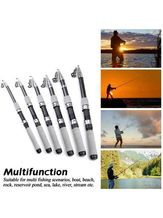 صيد السمك البحري قابل للتغيير من 1.8 متر إلى 3.6 متر ، مع بكرة، مقبض من الفليين الرمادي، متعدد الوظائف ، دوار قابل للتلسكوب، محمول للسفر، أدوات صيد السمك