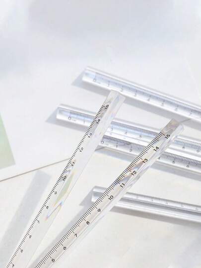 أدوات مكتبية ومدرسية 1/3/5 مسطرة مثلثة شفافة، أداة قياس قرطاسية لطيفة متعددة الوظائف بدون علامات مخصصة للطلاب