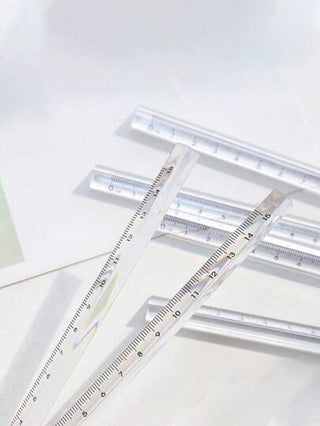 أدوات مكتبية ومدرسية 1/3/5 مسطرة مثلثة شفافة، أداة قياس قرطاسية لطيفة متعددة الوظائف بدون علامات مخصصة للطلاب