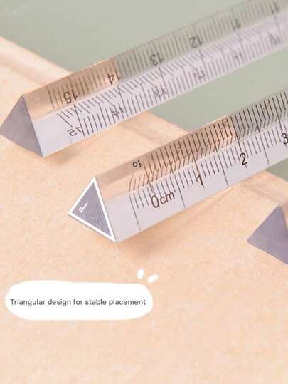 أدوات مكتبية ومدرسية 1/3/5 مسطرة مثلثة شفافة، أداة قياس قرطاسية لطيفة متعددة الوظائف بدون علامات مخصصة للطلاب