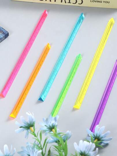 أدوات مكتبية ومدرسية 5 قطع مسطرة بطول 22 سم + 5 قطع بطول 17 سم، ألوان عشوائية