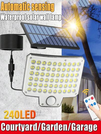أضواء السقف الشمسية ب-240 ليد كشافات الإضاءة الخارجية المقاومة للماء المستشعرة لحركة الجسم 3 أوضاع إضاءة للممرات إنارة الحدائق