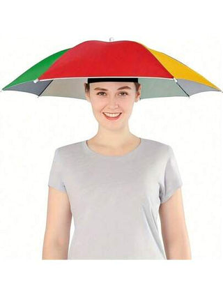 قبعة مظلة قطعة واحدة، مناسبة للتخييم والصيد، بتصميم شريطة مطاطية للرأس، بدون استخدام اليدين، سهلة الحمل، خفيفة الوزن