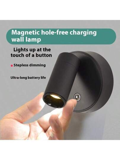 مصباح جداري ضوء بارز قابل للتعديل بمغناطيس قابل للشحن عبر USB، مصباح جداري موفر للطاقة قابل للفصل مع ظل زجاجي، بسيطرة زر وبطارية ليثيوم، مناسب لممرات وردهات والإضاءة الخارجية