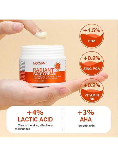 MOOYAM 30 جرام كريم وجه 3% حمض الأحماض الأمينية 1.5% بيتا هيدروكسي 4% حمض اللاكتيك مرطب ومغذ، لامتصاص البشرة والتنعيمها، كريم ترطيب يضيء ويشد البشرة ويقلل المسام، مناسب للرجال والنساء لاستخدام النهار والليل. مناسب للاستخدام في الرجوع للمدرسة