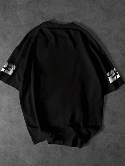 قميص T قصير الأكمام للمراهقين بطباعة رسومات رياضية بخط رسائل التلاميذ بطراز كلية