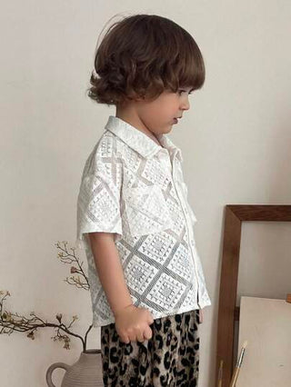 DAZY قميص قصير الأكمام مع ياقة للأولاد الصغار، صيفي