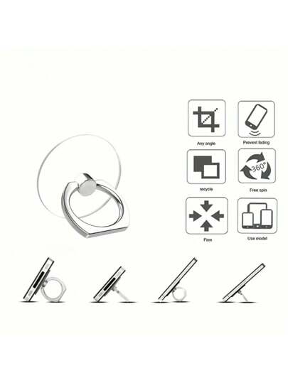 2 قطعة/5 قطعة حامل خاتم هاتف أكريليك، قابل للتدوير 360 درجة ومقاوم للماء مع قلاب رأسي، متوافق مع الهواتف الذكية للآيفون وهواتف الأندرويد، هدية لأعياد الميلاد والعائلة والأصدقاء خاتم لليد، قبضة هاتف، إكسسوارات هاتف