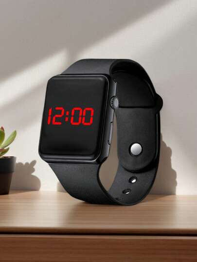 مجموعة من ساعة إلكترونية مربعة وقلادة هيب هوب من السيليكون على شكل طفل أسود ، وخاتم ، وسوار، أكسسوارات حفلات ومناسبات ولوازم إجازة، مناسبة للهدايا للأصدقاء والأقارب والاستخدام اليومي