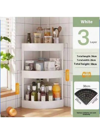 رف متعدد الطبقات لمستحضرات التجميل والدورة الحياتية المنزلية للمطبخ والحمام، رف بزوايا مثلثة لزجاجات الصلصة والخل، مصنوع من مواد قوية تتحمل الأوزان، ذو تصميم منحني جذاب