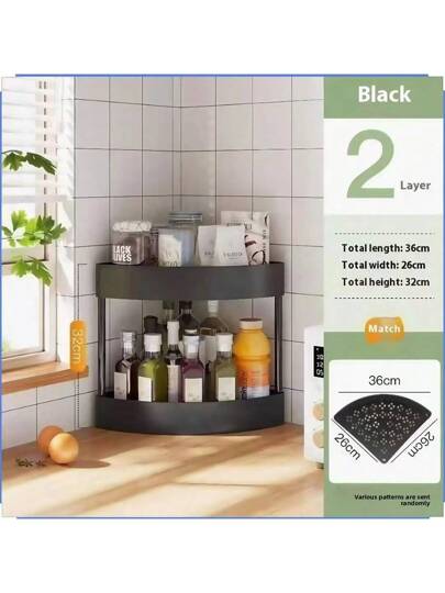 رف متعدد الطبقات لمستحضرات التجميل والدورة الحياتية المنزلية للمطبخ والحمام، رف بزوايا مثلثة لزجاجات الصلصة والخل، مصنوع من مواد قوية تتحمل الأوزان، ذو تصميم منحني جذاب