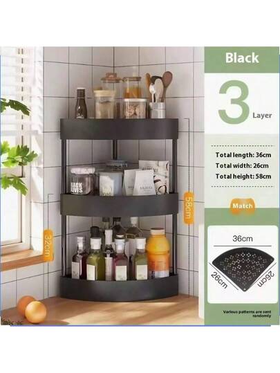 رف متعدد الطبقات لمستحضرات التجميل والدورة الحياتية المنزلية للمطبخ والحمام، رف بزوايا مثلثة لزجاجات الصلصة والخل، مصنوع من مواد قوية تتحمل الأوزان، ذو تصميم منحني جذاب