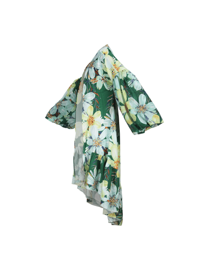 معطف أخضر طويل من شيفون للنساء بأكمام طويلة، من قماش منسوج، قابل للغسل في الغسالة، ذو خط أسفل غير متماثل، مناسب للشاطئ والأنشطة الخارجية، صيفي