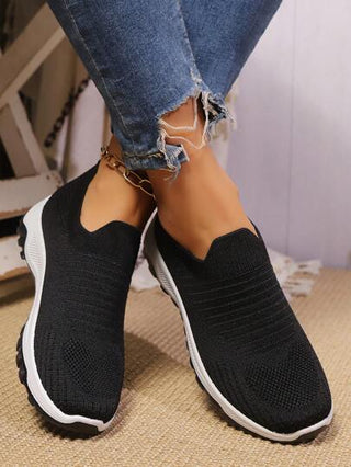 أحذية رياضية خارجية نسائية سهلة الارتداء والخلع، بنعل مسطح مانع للانزلاق، مصنوعة من شباك تهوية عالية الجودة، بنعل ثنائي اللون، مناسبة للارتداء اليومي، للجري، التنزه، النادي الرياضي، والأنشطة الرياضية اليومية