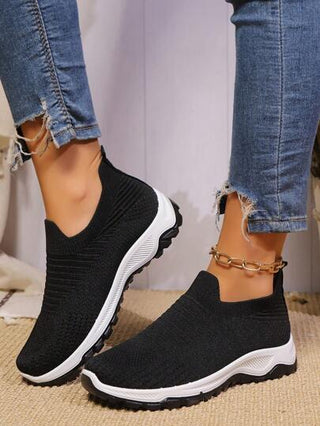 أحذية رياضية خارجية نسائية سهلة الارتداء والخلع، بنعل مسطح مانع للانزلاق، مصنوعة من شباك تهوية عالية الجودة، بنعل ثنائي اللون، مناسبة للارتداء اليومي، للجري، التنزه، النادي الرياضي، والأنشطة الرياضية اليومية