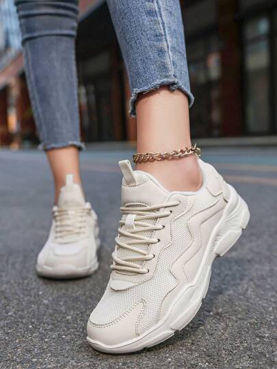 أحذية رياضية كاجوال للنساء، من قماش شبكي عصري قابل للتنفس مريح ومقاوم للإنزلاق والتآكل، أحذية جري من قطع جلدية بتصميم خفيف وعصري وشخصي مناسبة للطالبات والتجمعات الخارجية