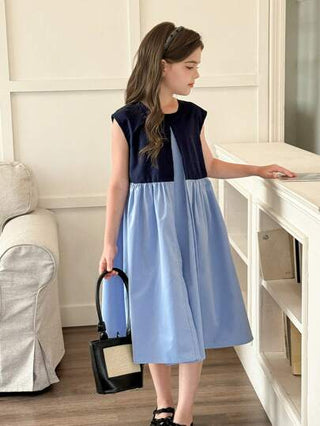 تيشيرتات بناتي Wildeya فستان كاجوال بدون أكمام ، ألوان متداخلة للبنات المراهقات في الصيف