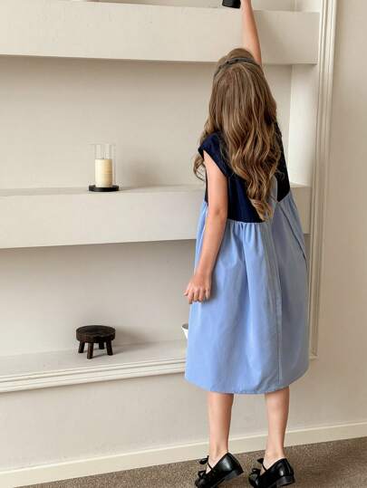 تيشيرتات بناتي Wildeya فستان كاجوال بدون أكمام ، ألوان متداخلة للبنات المراهقات في الصيف