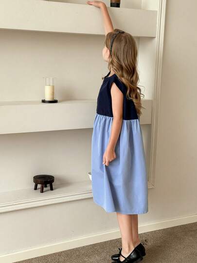 تيشيرتات بناتي Wildeya فستان كاجوال بدون أكمام ، ألوان متداخلة للبنات المراهقات في الصيف