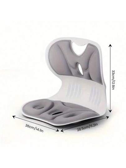 أثاث مكتبي وسادة دعم أسفل الظهر إرغونوميكية قطعة واحدة - وسادة ظهر مضادة للإرهاق للتعلم والتلفزيون ،غطاء من النايلون قابل للتهوية والغسيل، وسادة مقعد متعددة الاستخدامات غير كهربائية، اللون أسود رمادي