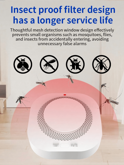 جهاز كشف الدخان اللاسلكي 85ديسيبل مع ضوء إنذار LED ، حساس دخان و حريق ، تحذير لبطارية منخفضة ، زر اختبار/كتم الصوت ، تركيب سهل ، مناسب للمنازل والمستودعات والفنادق والمصانع والمباني التجارية والمكاتب ومراكز التسوق لحماية من الحريق