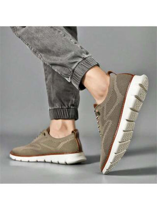 أحذية رياضية منفذة للهواء للرجال، أحذية قماش محبوك خفيفة الوزن تصلح لجميع الفصول للأعمال، أحذية قيادة مانعة للإنزلاق ومقاومة للتآكل، أحذية رجالية بأنماط بروج
