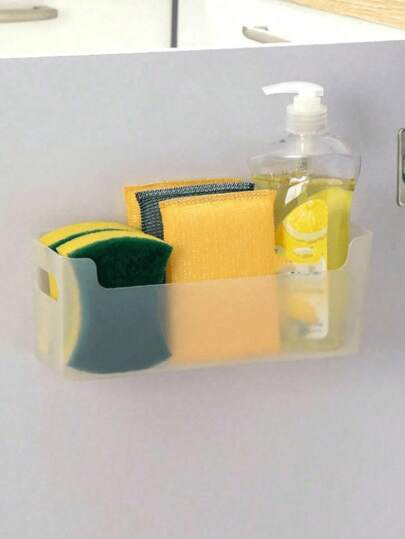 1/2 علبة تخزين مثبتة على الحائط للمطبخ، حافظة مثبتة على باب الخزانة ضد الماء لتنظيم مستلزمات التنظيف