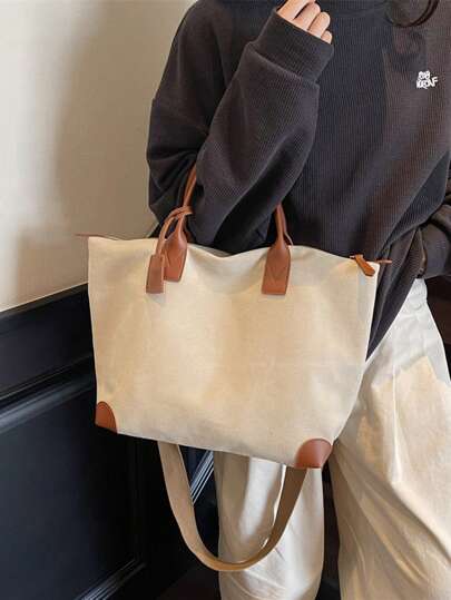 حقيبة يد كبيرة السعة للنساء، حقيبة قماشية نايلون موضة، حقيبة كتف مناسبة للأمهات والتنقل اليومي