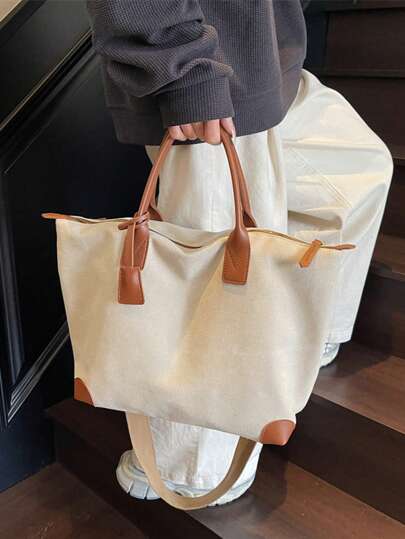 حقيبة يد كبيرة السعة للنساء، حقيبة قماشية نايلون موضة، حقيبة كتف مناسبة للأمهات والتنقل اليومي