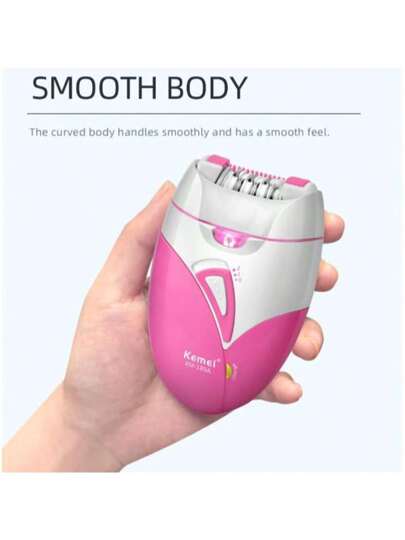 Kemei إبلاطور كهربائي للنساء KM-189A, محمول، آلة نزع شعر السيدات، قابل لإعادة الشحن بمنفذ USB، ماكينة حلاقة آمنة لإزالة الشعر من الجسم والإبط والساق والوجه